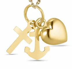 tro-hopp-kärlek halsband i förgyllt silver med hängen i 14 karat guld - Amoré