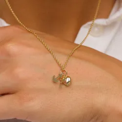 tro-hopp-kärlek halsband i förgyllt silver med hängen i 14 karat guld - Amoré