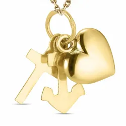 tro-hopp-kärlek halsband i förgyllt silver med hängen i 8 karat guld - Amoré