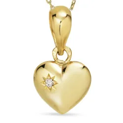 hjärta halsband i förgyllt silver med hängen i 8 karat guld - Amoré