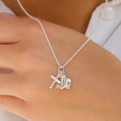 tro-hopp-kärlek halsband i silver med hängen i silver - Amoré