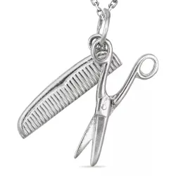 kam och sax halsband i silver med hängen i silver