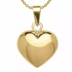 12 x 17 mm hjärta hängen med halskedja i förgyllt silver med hängen i 8 karat guld
