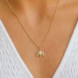 elefant halsband i förgyllt silver med hängen i 8 karat guld - Gold Collection