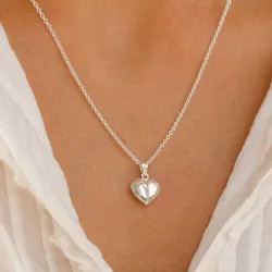 12 x 18 mm hjärta hängen med halskedja i silver med hängen i silver - Amoré