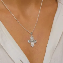 19 x 30 mm dagmarkors med fadervår hängen med halskedja i silver med hängen i silver - Amoré