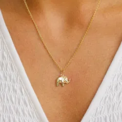 elefant halsband i förgyllt silver med hängen i 8 karat guld - Gold Collection