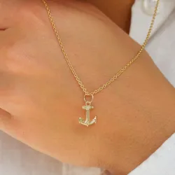 ankar halsband i förgyllt silver med hängen i 8 karat guld - Gold Collection