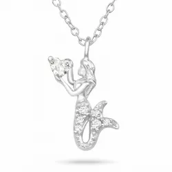 sjöjungfru zirkon halsband i silver med hängen i silver