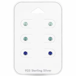 3 mm kristal örhängestift i silver - Little Ones