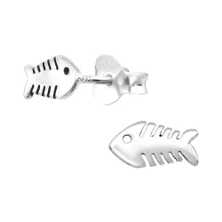 fisk örhängen i oxiderat sterlingsilver - Little Ones