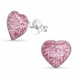 hjärta rosa örhängen i silver - Little Ones