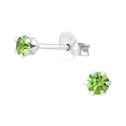 små runda gröna kristal örhängen i silver - Little Ones