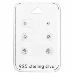 2 x 3 x 4 mm örhängen i silver