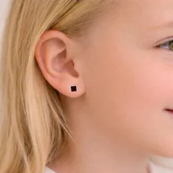 5 mm fyrkantigt röda zirkon örhängen i silver - Little Ones