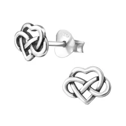 hjärta örhängestift i oxiderat sterlingsilver - Little Ones