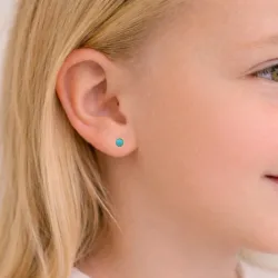 runda turkis örhängen i förgyllt stål - Little Ones