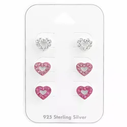hjärta multifärgade kristal örhängestift i silver - Little Ones
