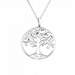 19 mm livets träd halskedja med berlocker i silver