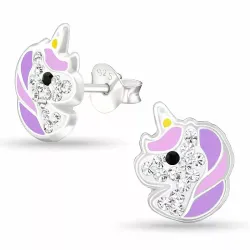 enhörning lila örhängestift i silver - Little Ones