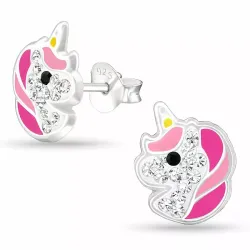 enhörning rosa örhängestift i silver - Little Ones