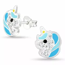 blå enhörning kristal örhängestift i silver - Little Ones