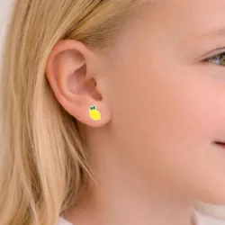 citron gula örhängestift i silver - Little Ones