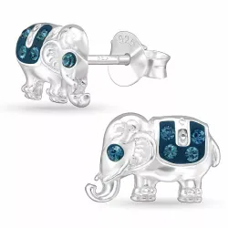 elefant kristal örhängestift i silver