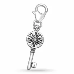 Nyckel zirkon charms i silver