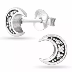 måne zirkon örhängestift i silver - Little Ones