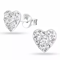 hjärta kristal örhängestift i silver - Little Ones