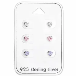 4 mm hjärtan zirkon örhängestift i silver - Little Ones