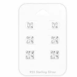 zirkon örhängestift i silver