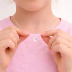 enhörning rosa halsband i silver med hängen i silver - Little Ones