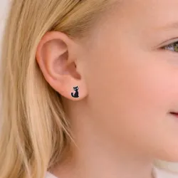 katter kristal örhängen i silver - Little Ones