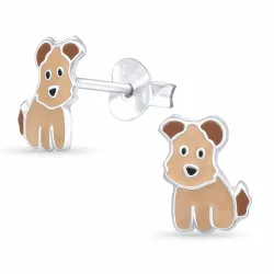 hundar emalj örhängestift i silver - Little Ones