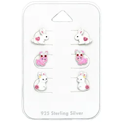 kanin örhängestift i silver - Little Ones