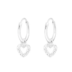 12 mm hjärta kristal creol i silver - Little Ones