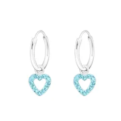 12 mm hjärta kristal creol i silver - Little Ones