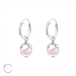 10 mm rosa pärla creol i silver