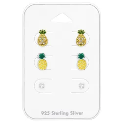 ananas zirkon örhängestift i silver - Little Ones