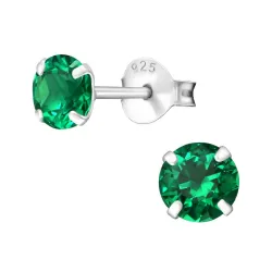 5 mm runda gröna örhängestift i silver - Little Ones