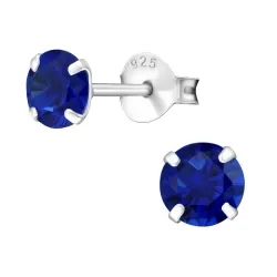 5 mm runda blå örhängestift i silver - Little Ones