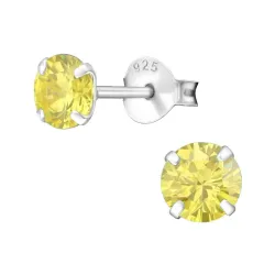 5 mm runda gula örhängestift i silver - Little Ones