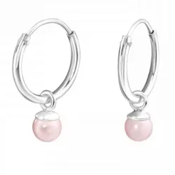12 mm rosa pärla creol i silver - Little Ones