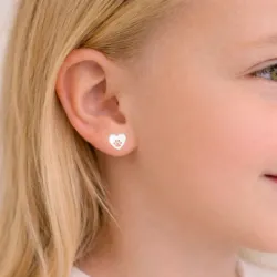 hjärta tass örhängen i silver - Little Ones