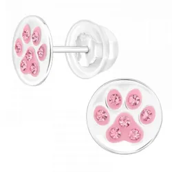 runda tass kristal barnörhängen i silver - Little Ones