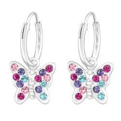 fjärilar multifärgade creol i silver - Little Ones