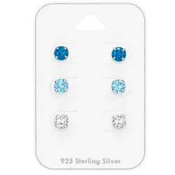 5 mm blå zirkon örhängestift i silver - Little Ones