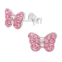 fjärilar rosa barnörhängen i silver - Little Ones